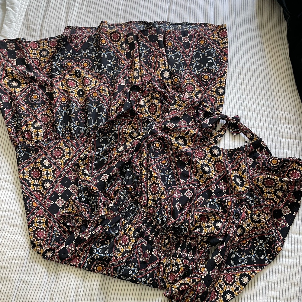 WAYF Black Skirt with Floral Detail